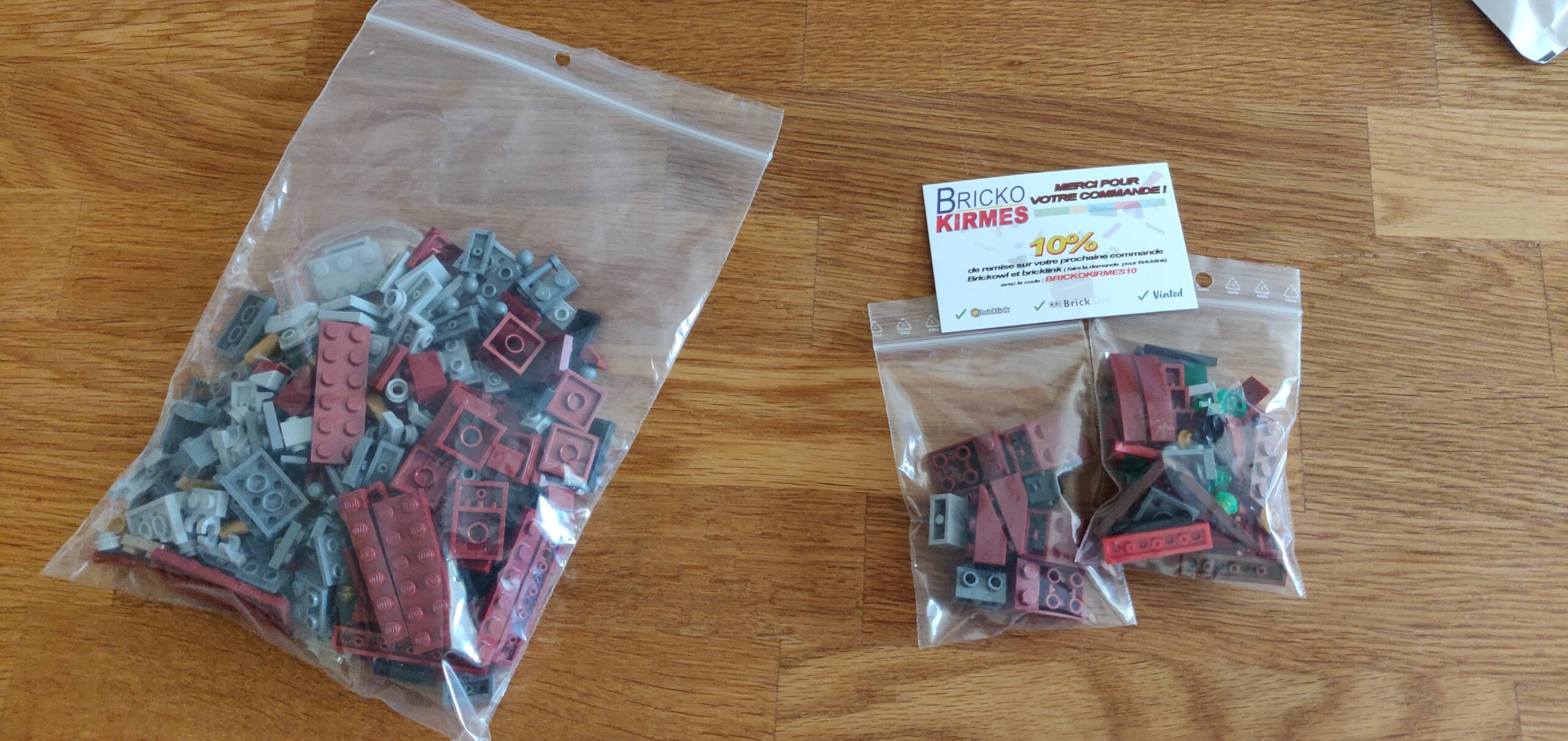 Sachets de pièces lego commandées via brick owl