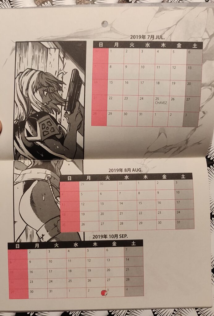 page du calendrier l'un des goodies du jeu paprium